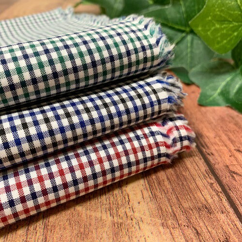 Rakuten - 【50cm単位】【4mまでメール便対応可】 コットン　2mm　チェック タータンチェック 小さめ格子 青　赤　緑　播州織　日本製　布 綿100%　先染め 生地