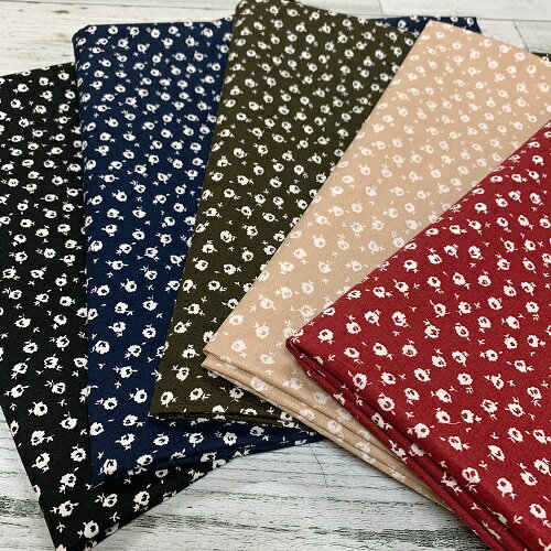 【50cm単位】【3mまでメール便対応】 コットン 花柄 小花 ポプリン ブロード ベージュ 緑 赤 紺 黒 日本製 布 綿100 プリント 生地