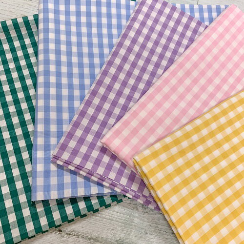 【50cm単位】【3mまでメール便対応】　コットン　ギンガムチェック 水色 黒 紺 ピ...