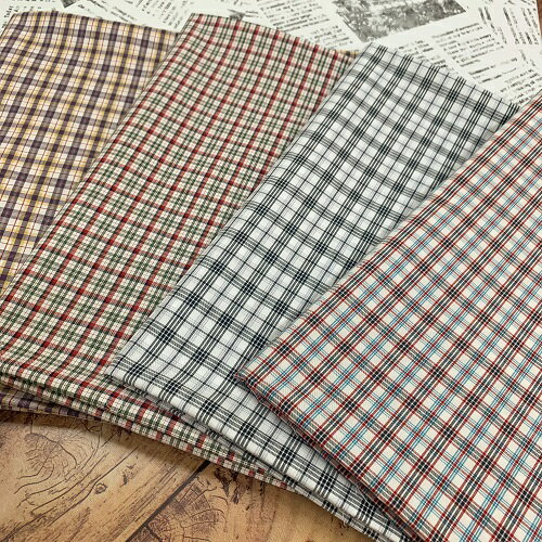 Rakuten - 【50cm単位】【4mまでメール便対応】 コットン チェック タータンチェック ポプリン ブロード 播州織 日本製 布 綿100% 先染 生地 紺 ネイビー 赤 レッド 緑 グリーン