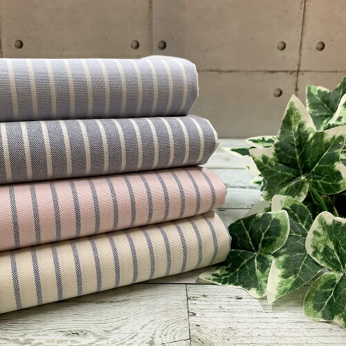 Rakuten - 【50cm単位】【2mまでメール便対応】コットン ストライプ オックス 縦縞 青 水色 白 ピンク 生地 日本製 布 先染め 日本製