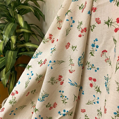 【50cm単位】【2mまでメール便対応可】 花柄 綿麻 シーチング 日本製 布 綿 麻 コ...