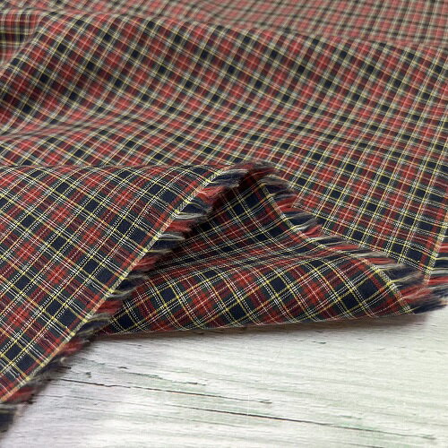 【50cm単位】【2mまでメール便対応可】 コットン チェック 幅広 ワイド幅 生地 赤 ...