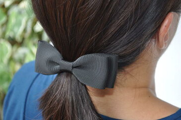 人気です! 【ダブルリボン太ヘアゴム・黒】 ひとつ結わき用/ グログランリボン製 完全日本製 百貨店品質 【お受験用品の店●ハッピークローバー】【あす楽対応商品】