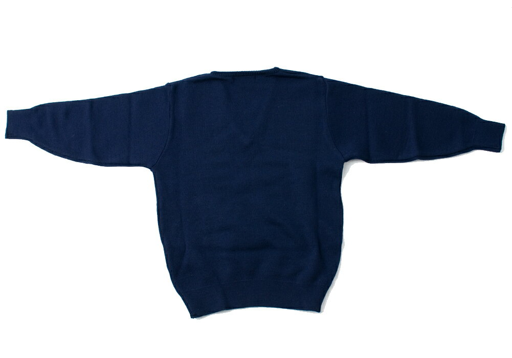 完全日本製 高級志向　ウォシャブル素材 お子様用紺色無地Vネックセーター　当店オリジナル 100～130サイズ 2