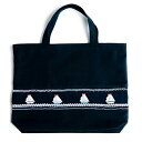 お受験専門店品質【レッスン】【手刺繍スモッキング】【ヨット柄】紺色布製:レッスンバッグ ウォッシャブル