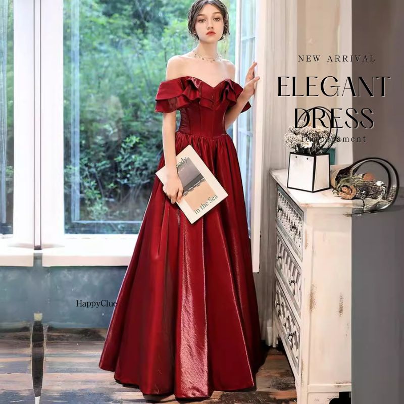 パーティードレスカラードレス赤ロン...