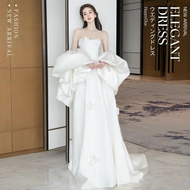 ウェディングドレス 海外挙式 白 花嫁ドレス 二次会 お洒落 プリンセス お姫様ドレス ブライダル 結婚式 パーティードレス チューブトップ レディース フォーマル 成人式 ロングドレス コンサート 演奏会 発表会 お呼ばれ フォトウェディング撮影 前撮り 大きいサイズ