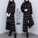 おしゃれ チェック柄 黒 セットアップ パンツスーツ 春秋 レディース 秋服 冬服 カジュアル 体型カバー 長袖 フォーマル 通勤 オフィス 事務服 30代40代50代 ジャケット コート&ワイドパンツ ガウチョパンツ ママコーデ 母 卒業式 入学式 二次会 着痩せ 上下 2点セット(4)