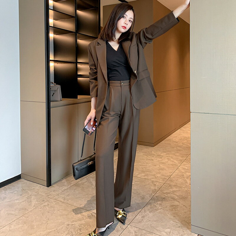 Other - パンツスーツ セットアップ 春 おしゃれ レディース スーツ 上下セット カジュアル スーツ 洗える 30代 40代 スーツセット OL 通勤 面接 オフィス 事務服 ジャケット 2点セット 春夏 春秋 長袖 フォーマル ビジネススーツ 二次会 大きいサイズ 無地 コーヒー色