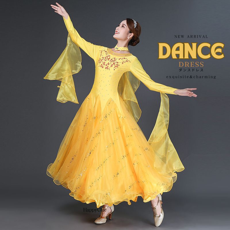 社交ダンス衣装 社交ダンス ドレス 発表会 ステージ衣装 舞台 ダンスドレス ボールルーム衣装 首飾り付..