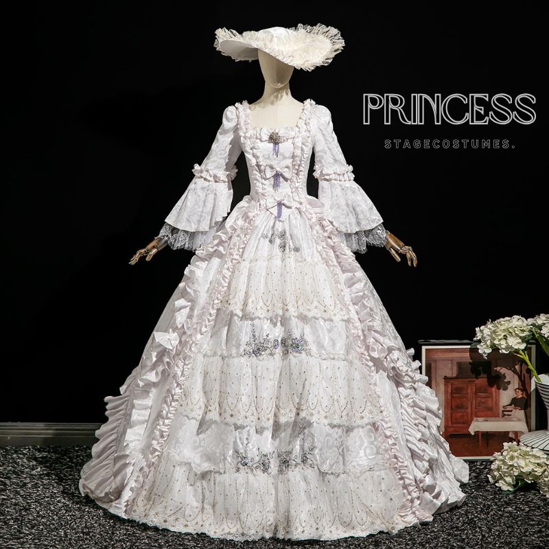 豪華な 貴族 ドレス 中世ヨーロッパ 貴婦人 王族服 パーティー 仮面舞踏会 ドレス オペラ 声楽 ステージ衣装 演劇 宮廷 女王様ドレス 華やか ロングドレス 演奏会 発表会 フレア 舞台劇 演出 プリンセス お姫様ドレス ボリューム 学園祭 文化祭 コスプレ ハロウィン 撮影衣装