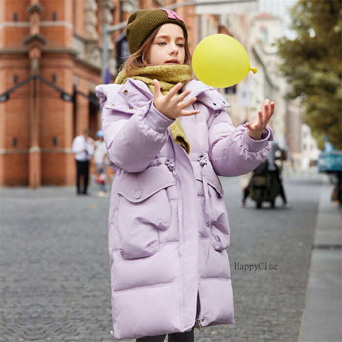 楽天HappyClue 楽天市場店ダウンコート キッズ ジュニア ダウンコート 女の子 ダウンジャケット フード付き ロング 子供コート 通学 キッズ服 子供服 防寒 秋冬 あったか キッズアウター 冬 アウトドア キッズジャケット 防寒保温 130cm 140cm 150cm 160cm 170cm 送料無料 おしゃれ 黒紫 緑 ピンク