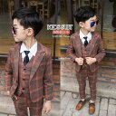 子供スーツ 男の子 子供服 フォーマル 長袖 キッズスーツ 七五三 おしゃれスーツ 学校 制服 チェック柄 5点セット 男児 タキシード【ジャケット&シャツ&ベスト&パンツ&蝶ネクタイ】お宮参り 演奏会 発表会 卒業会 入学式 ジュニア 90 100 110 120 130 140 150cm 上品