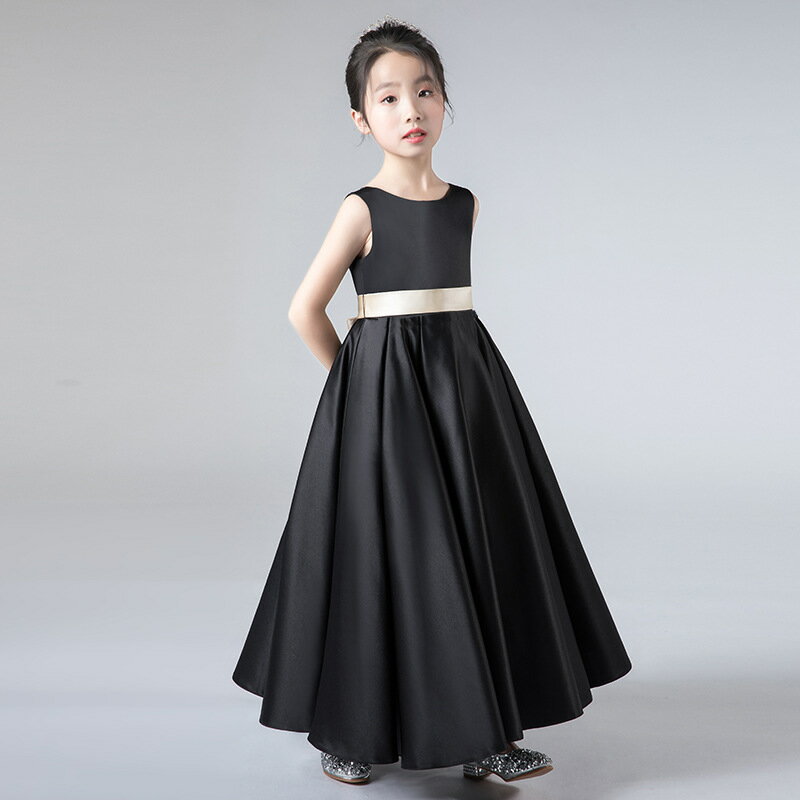 キッズドレス 女の子 ワンピース ドレス フォーマル 黒 七五三 お宮参り 子供ドレス 80 90 100 110 120 130 140 150 160cm ジュニア服 お姫様ドレス 学校 説明会 結婚式 発表会 演奏会 可愛い おしゃれ Aライン ロング丈 ノースリーブ お祝い お誕生日会 きれいめ ブラック