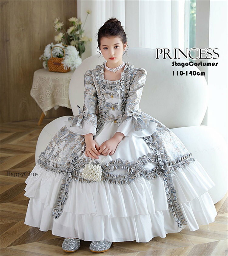 【送料無料】中世ヨーロッパ 宮廷服 子供ドレス 女の子 貴族ドレス 舞台衣装 プリンセス お姫様ドレス 華やか 高級感 宮廷 王族服 フリル袖 フレア袖 中世貴族風 キッズドレス お誕生会 ステージ衣装 演出服 演劇 クリスマス ハロウィン 文化祭 学園祭 ワンピース 可愛い 緑