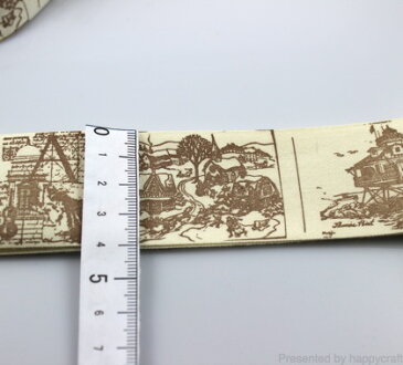 ハンドメイドタグ 布タグ 1m オリジナルタグ 切手風 4cm×6cm 生成り 綿100% 財布やポーチ、がま口作りに (HAPPYCRAFT)