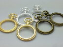 2個セット レジン枠 セッティング カメオ台 懐中時計 真円 約3.5cm 金/銀/金古美/ゴールド/シルバー/アンティーク 丸型 ラウンド ハッピークラフト/...