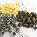 真鍮製の座金 ビーズキャップ 50個 花座 菊座 スペーサー 約9mm ゴールド シルバー ホワイトシルバー アンティーク 金 銀 白銀 金古美 天然石 ブレス...