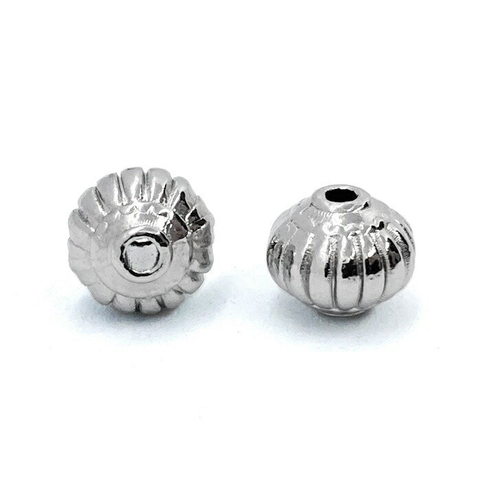 メタルビーズ かぼちゃ型 10個 or 50個 カボチャ シルバー 銀 スペーサー 金属ビーズ