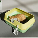 【送料無料】猫トイレ 大型 メガ 本体 大容量 大空間 ネコトイレ ハーフカバー シンプル 猫用 ネコ用品 猫砂 飛び散り防止 おしゃれ 清潔 掃除しやすい 飛...