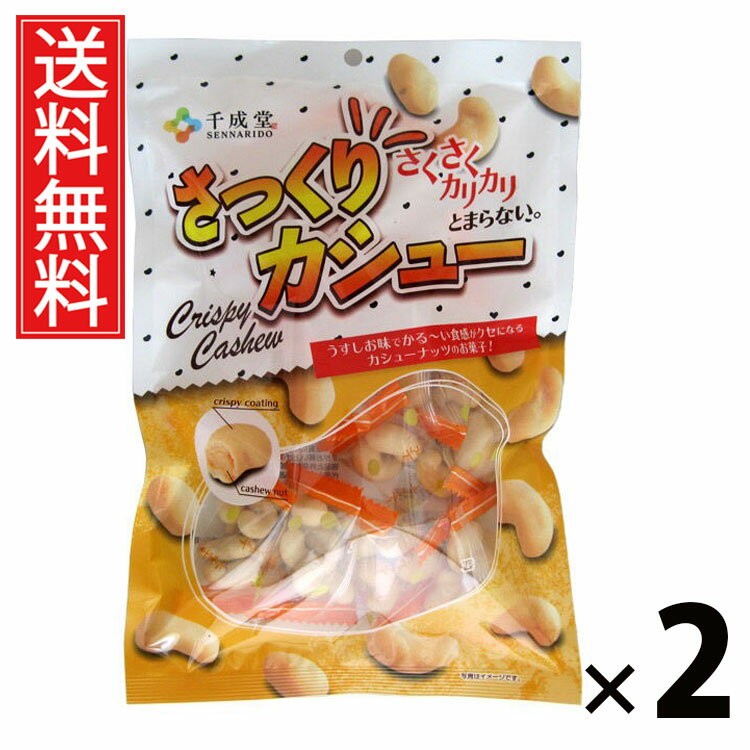 さっくりカシュー 80g × 2袋 千成堂 送料無料 ／ 小袋サイズ カシューナッツ菓子 おやつナッツ ヘルシースナック 高たんぱく 低糖質 スナック菓子 チャ...
