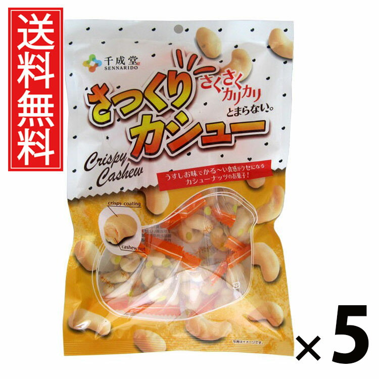 さっくりカシュー 80g × 5袋 千成堂 送料無料 ／ 小袋サイズ カシューナッツ菓子 おやつナッツ ヘルシースナック 高たんぱく 低糖質 スナック菓子 チャ...
