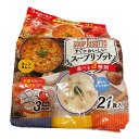 商品名アイリスフーズ スープリゾット 21食入り原材料名［乾燥ごはん］うるち米（国産） ［リゾットの素（海老のビスク）］砂糖、魚介エキスパウダー、食塩、脱脂粉乳、えび粉末、麦芽糖、トマトパウダー、マッシュポテト、クリーミングパウダー、酵母エキスパウダー、デキストリン、たん白加水分解物、オニオンエキスパウダー、粉末酒、かにエキスパウダー、チキンパウダー、チーズ、植物油脂、ガーリックパウダー、パセリ／増粘剤（加工デンプン、グァーガム）、調味料（アミノ酸等）、パプリカ色素、微粒二酸化ケイ素、リン酸Ca、香料、香辛料抽出物、（一部に乳成分・えび・かに・小麦・鶏肉・大豆を含む） ［リゾットの素（クラムチャウダー）］砂糖、クリーミングパウダー、マッシュポテト、食塩、あさり、たん白加水分解物、粉末油脂、酵母エキスパウダー、オニオンパウダー、チーズ、バターオイル、クリーム加工品、パセリ、チーズ加工品、あさりエキスパウダー、ペッパー／増粘剤（加工デンプン、グァーガム）、調味料（アミノ酸等）、炭酸Ca、酸化防止剤（V.E）、環状オリゴ糖、着色料（カラメル、クチナシ）、微粒二酸化ケイ素、酸味料、香料、（一部に乳成分・小麦・大豆・ゼラチンを含む） ［リゾットの素（スープカレー）］食塩、カレー粉、オニオンエキスパウダー、コーン、トマトパウダー、鶏肉加工品、デキストリン、赤ピーマン、マッシュポテト、ビーフエキス調味料、砂糖、酵母エキスパウダー、粉末油脂、粉末ケチャップ、小麦粉加工品、香辛料、チキンパウダー、麦芽糖、食用動物油脂、パセリ／増粘剤（加工デンプン、グァーガム）、調味料（アミノ酸等）、リン酸Ca、微粒二酸化ケイ素、セルロース、加工デンプン、着色料（カラメル、クチナシ、紅麹）、酸味料、香辛料抽出物、酸化防止剤（ローズマリー抽出物）、（一部に小麦・乳成分・卵・大豆・鶏肉・牛肉を含む）内容量490g　【クラムチャウダー：168g（乾燥ごはん13g×7袋、クラムチャウダーリゾットの素11g×7袋）、海老のビスク：160.3g（乾燥ごはん13g×7袋、 海老のビスクリゾットの素9.9g ×7袋）、スープカレー：161.7g（乾燥ごはん13g×7袋、スープカレーリゾットの素10.1g×7袋）】製造者味日本株式会社賞味期限（ご購入時期により変動致します）商品説明クラムチャウダー、海老のビスク、スープカレーの3種類の味で、お湯を入れて3分で食べられる即席スープリゾットです。 長期保存がきくので、非常食やアウトドアにも適しています。 内容量は490gで、21食入りです。1食あたりの重量は、クラムチャウダーが168g、海老のビスクが160.3g、スープカレーが161.7gです。 スープリゾットは、お米が入っていてカップスープよりも小腹が満たせます。 ご飯1杯の食べ応えがあり、簡単・便利・美味しい・ヘルシーなスープリゾットです。