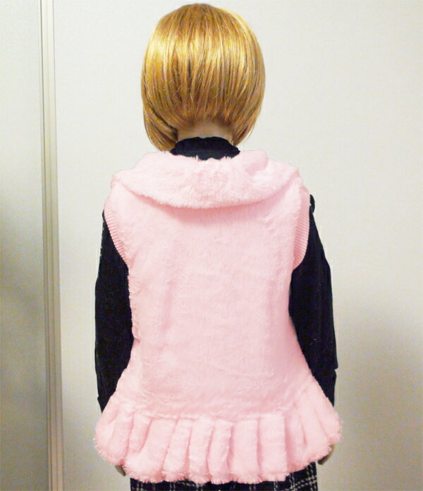 子供服 happy dreamの★パール入りローズ&リボン付き♪超可愛いファーベスト　子供服　★＜メール便不可＞｜アングル2