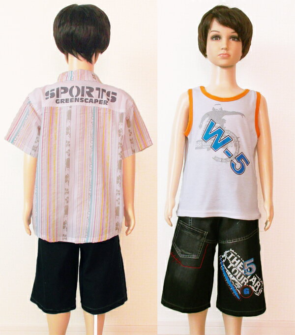 【10倍ポイント】子供服 セット 男の子 3点セット・半袖シャツ&タンクトップ&ハーフパンツ 子供服 セット 男の子 半袖 半ズボン タンクトップ 男の子 Tシャツ ハーフパンツ