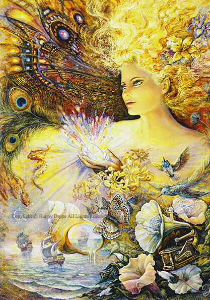 樂天商城 - ヒーリングアートギャラリー（魅惑のクリスタル） ギフト 贈り物 ヒーリング アート インテリア 雑貨 カード 白 フレーム 癒し 黄色 イエロー ゴールド 蝶バタフライ 鳥 ジョセフィン・ウォール