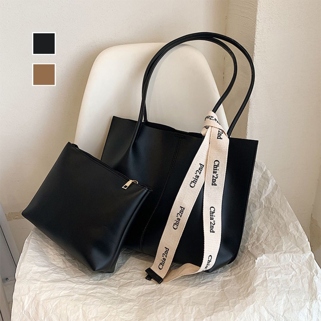 樂天商城 - シンプル合皮バッグ インナーバッグ付き おしゃれ PUレザー 肩掛けバッグ かばん 大人 女性 カジュアル 大容量 バッグインバッグ 通勤バッグ シンプル 合皮 カバン 韓国 ファッション