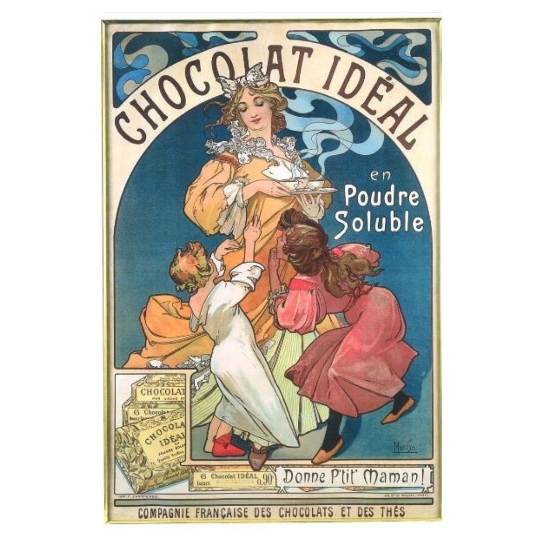 chocolate ideal ポストカード ミュシャ ドイツ製 PP袋入り ハガキ 105×150mm 贈り物 ギフト お便り プレゼント アンティーク インテリア クリスマス ハロウィン 誕生日 記念日 可愛い おしゃれ 飾る 長方形