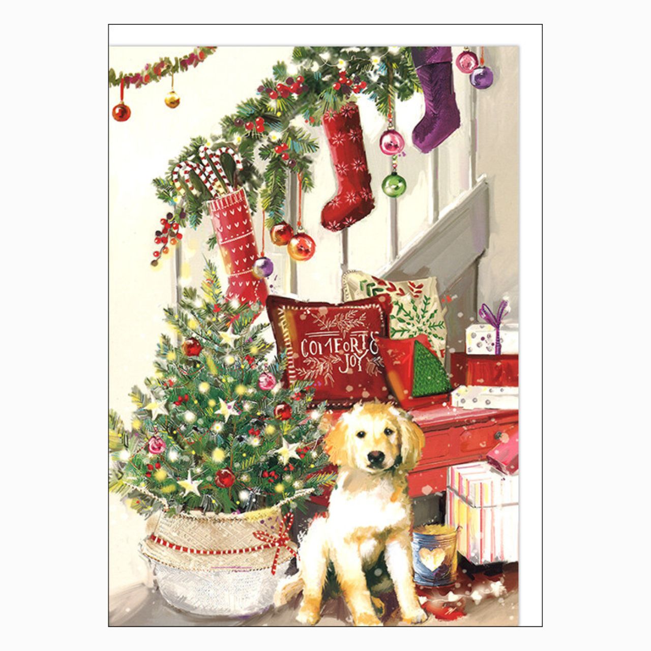 樂天商城 - クリスマスのレトリバー グリーティングカード 封筒付き 120×170mm イギリス製 ゴールデンレトリバー 贈り物 ギフト お便り プレゼント アンティーク インテリア クリスマス 誕生日 可愛い おしゃれ 飾る 長方形