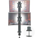 Dual Monitor Articulating Desk Mount Arm Stand - Vertical Stack Screen Supports Two 13 to 34 Inch Computer Monitors with C C