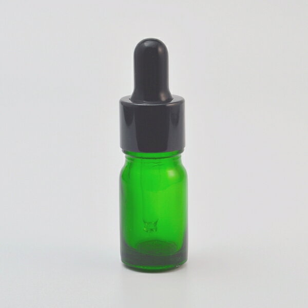 アロマ遮光瓶 5ml グリーン スポイド付きキャップ【ガラス瓶】aroma アロマ材料 手作りコスメ 精油 オイル