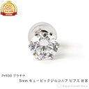 プラチナ Pt900 ピアス シンプル 一粒 5mm 片耳 1個 キュービックジルコニア レディース メンズ アクセサリー