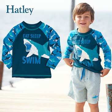 Hatley ハットレイ ラッシュガード Tシャツ キッズ 男の子 長袖 水着 サメ SPF50＋ 日焼け防止 UVカット ジュニア フードなし