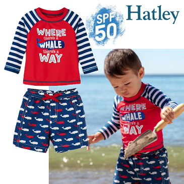 Hatley ハットレイ ラッシュガード Tシャツ 上下セット 水着 ベビー 男の子 海パン くじら 赤ちゃん 75 80 85 90 SPF50＋ 日焼け防止 UVカット フードなし カナダ ビーチ