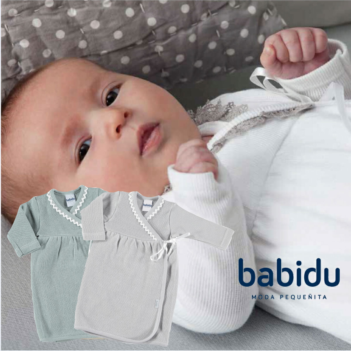 Babidu バビドゥ ベビー 服 節句 前開き 合わせ ワンピース コットン 綿100％ 専用BOXつき 出産祝い 退院 長袖 裏起毛 男の子 女の子 秋 冬 60 65 sale