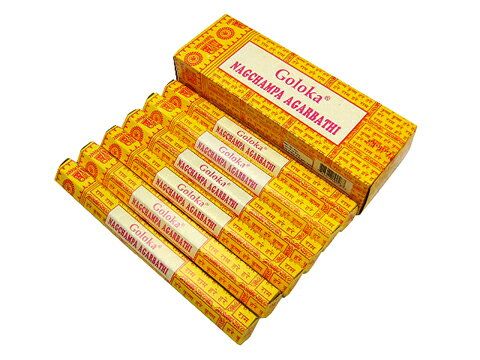 お香 ゴロカ　ナグチャンパ香HEXA スティック GOLOKA NAG CHAMPA インセンス インド香 アジアン雑貨 6箱セット ポスト投函配送選択で送料無料 他商品同梱不可です（楽天・香りの専門店 HAPPY HOUR）