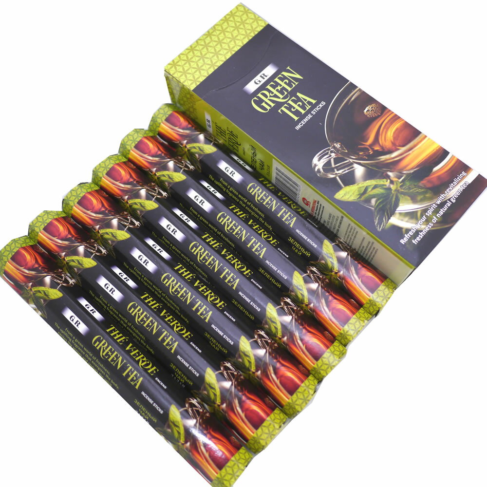 お香 グリーンティー香 スティック G.R.INTERNATIONAL GREEN TEE インセンス インド香 アジアン雑貨 6箱セット ポスト投函配送選択で...