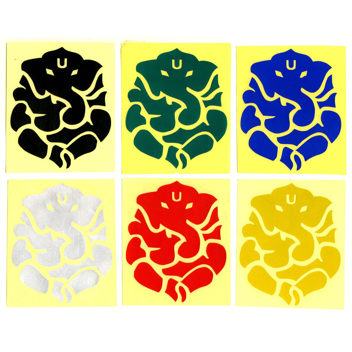 インドの神様ガネーシャのカッティングステッカー6色 エスニック アジアン雑貨 ポスト投函配送選択可能です