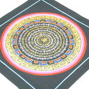 タンカ職人肉筆 手書きのチベタン タンカ サイズ約28cm×約28cm 観音菩薩の真言曼陀羅1点物 密教 アジアン雑貨