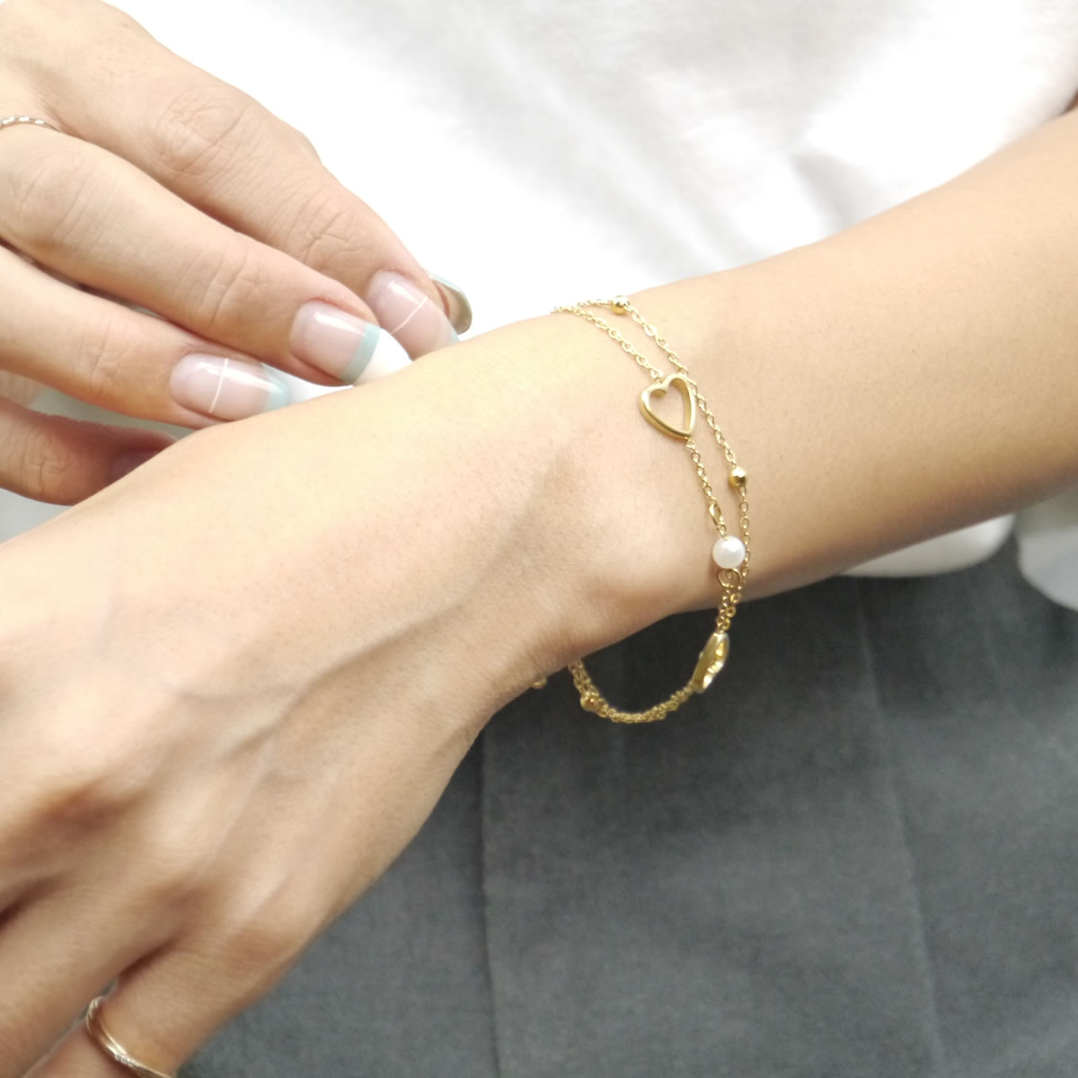 ステンレス製 ブレスレット サージカルステンレス SUS304 金属アレルギー レディース シンプル ゴールド チェーン 大人 アンクレットhappyhour accessory 50020004