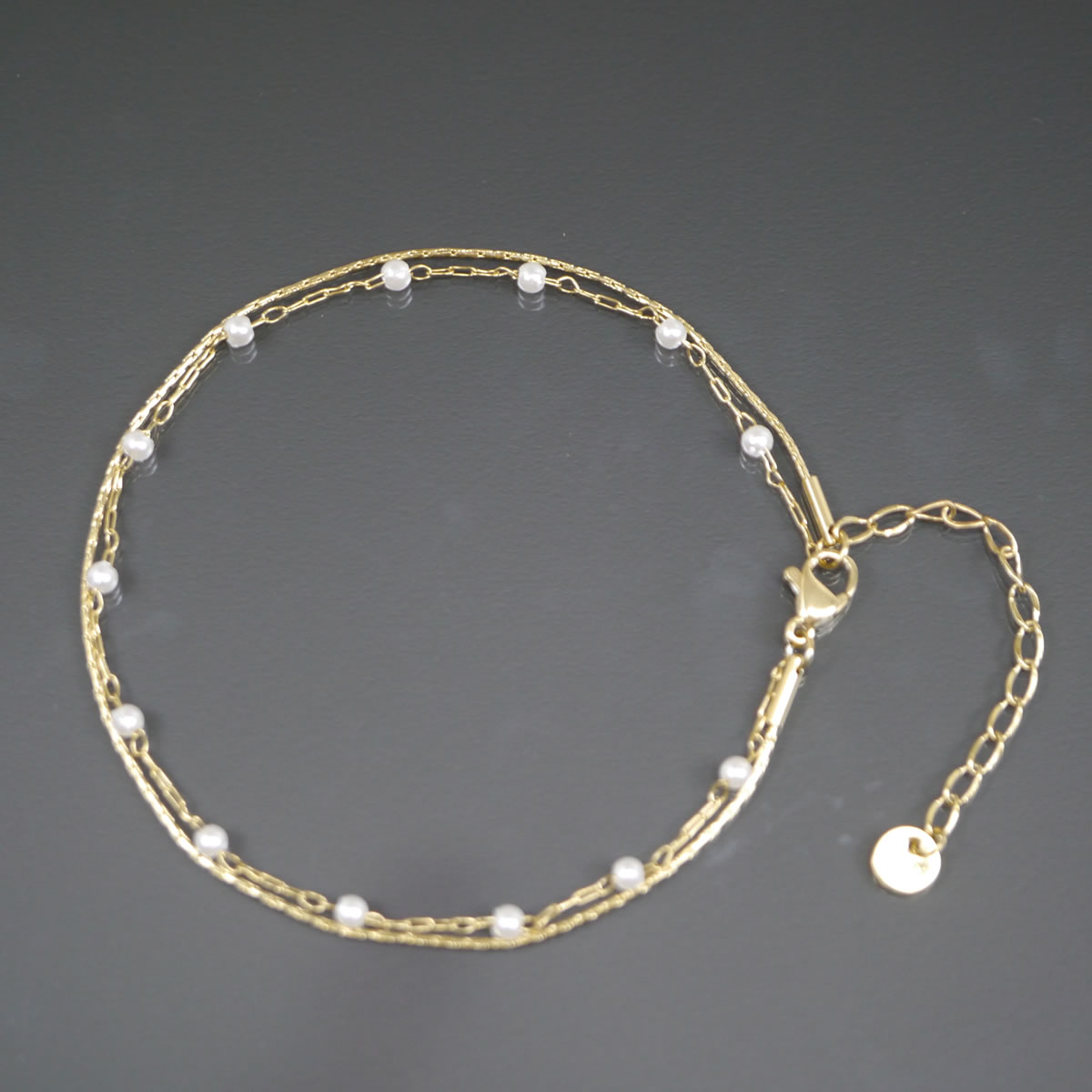 ステンレス製 ブレスレット パール サージカルステンレス SUS304 金属アレルギー レディース シンプル ゴールド チェーン 大人 アンクレットhappyhour accessory 50020019