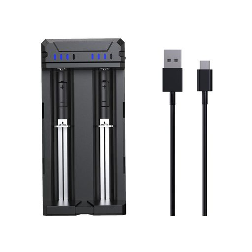 XTARFC218650リチウムイオン充電器1.2V単3形·単4形充電池3.6V/3.7V10400/14500/21700/26650バッテリ対応0.5A/1A/2A充電電流は手動で調整可能