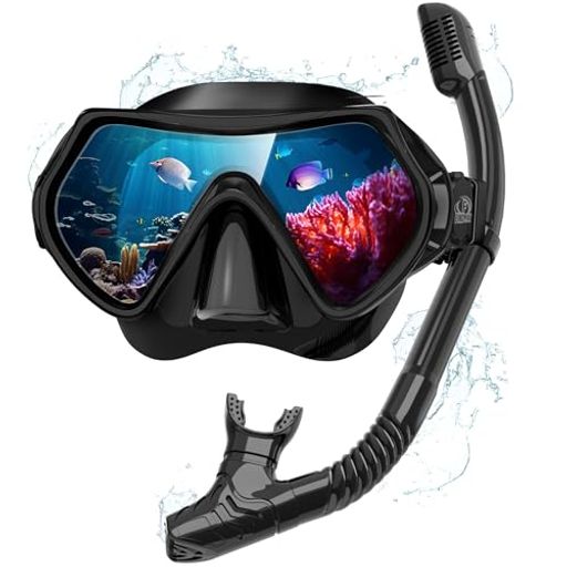 【2点セット】Findwayマスク&スノーケルセット大人シュノーケリングセットシュノーケル大人曇り止め&UV..