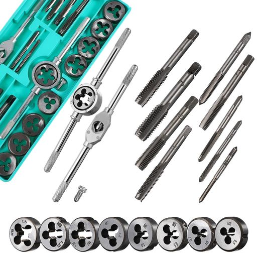 iplusmileタップダイスセット20点セット自動車修理工具M3-12ねじ穴補修高硬度ベアリング鋼タ製金属穴あ..