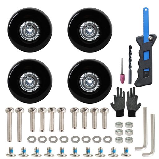 スーツケースタイヤ交換キット4個セット車輪補修静音キャスター修理キャリーバッグDIY取替えノコギリ付..